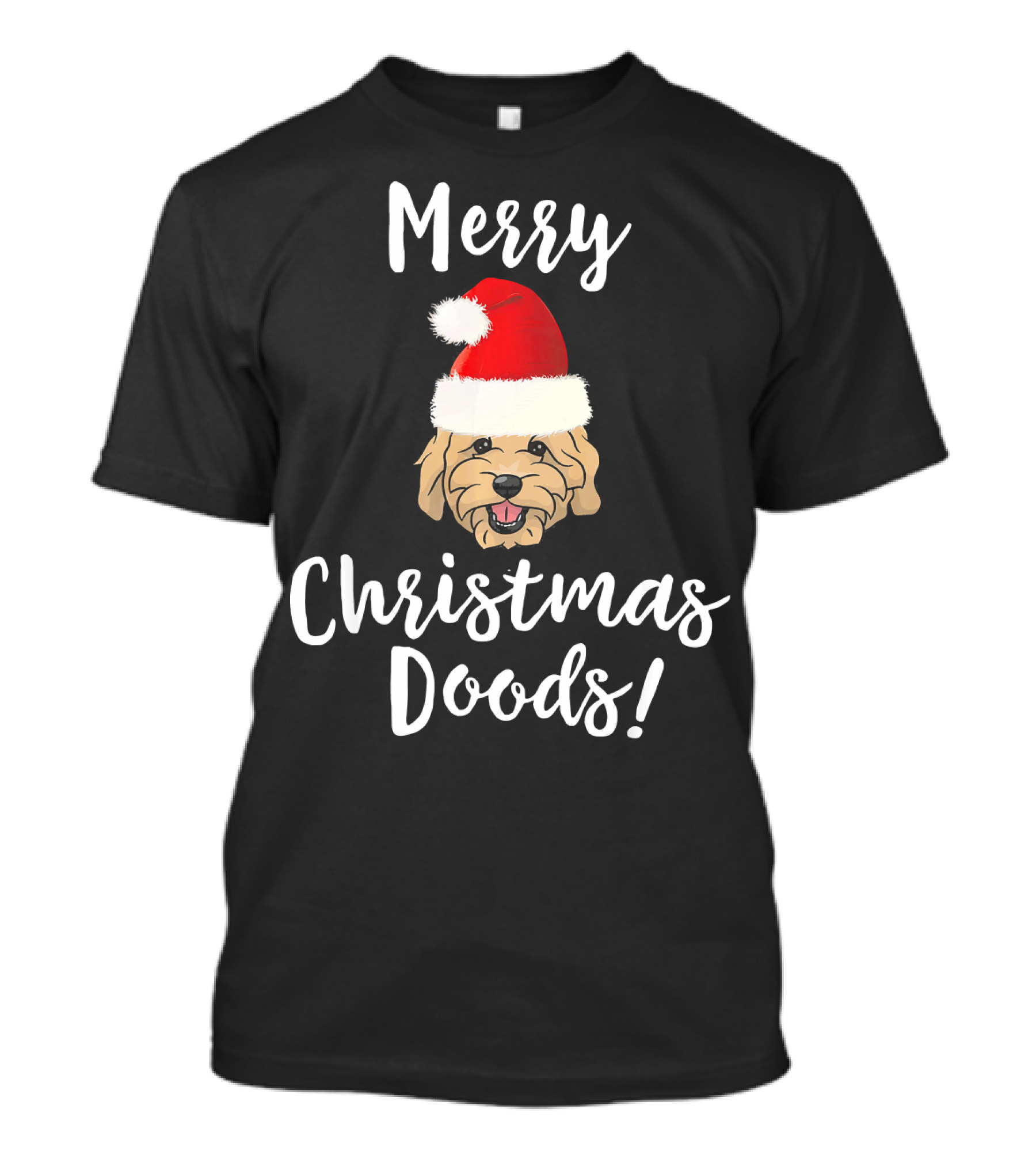 Merry Christmas Doods Santa Hat Goldendoodle Dog T-Shirt