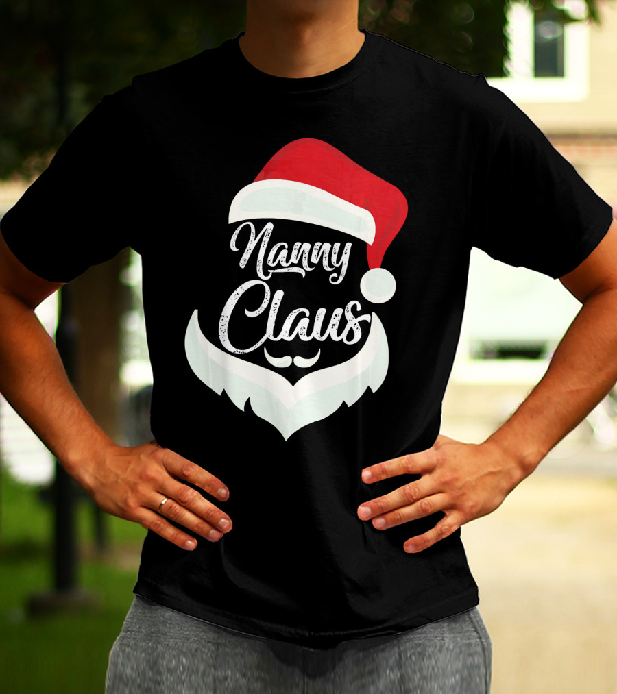 Nanny Claus Santa Hat And Beard Christmas T-Shirt