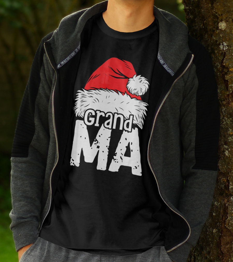 Grandma Santa Christmas Hat Family T-Shirt