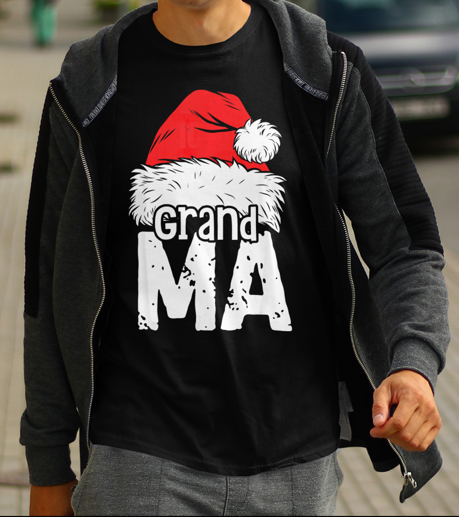 Grandma Santa Christmas Hat Family T-Shirt