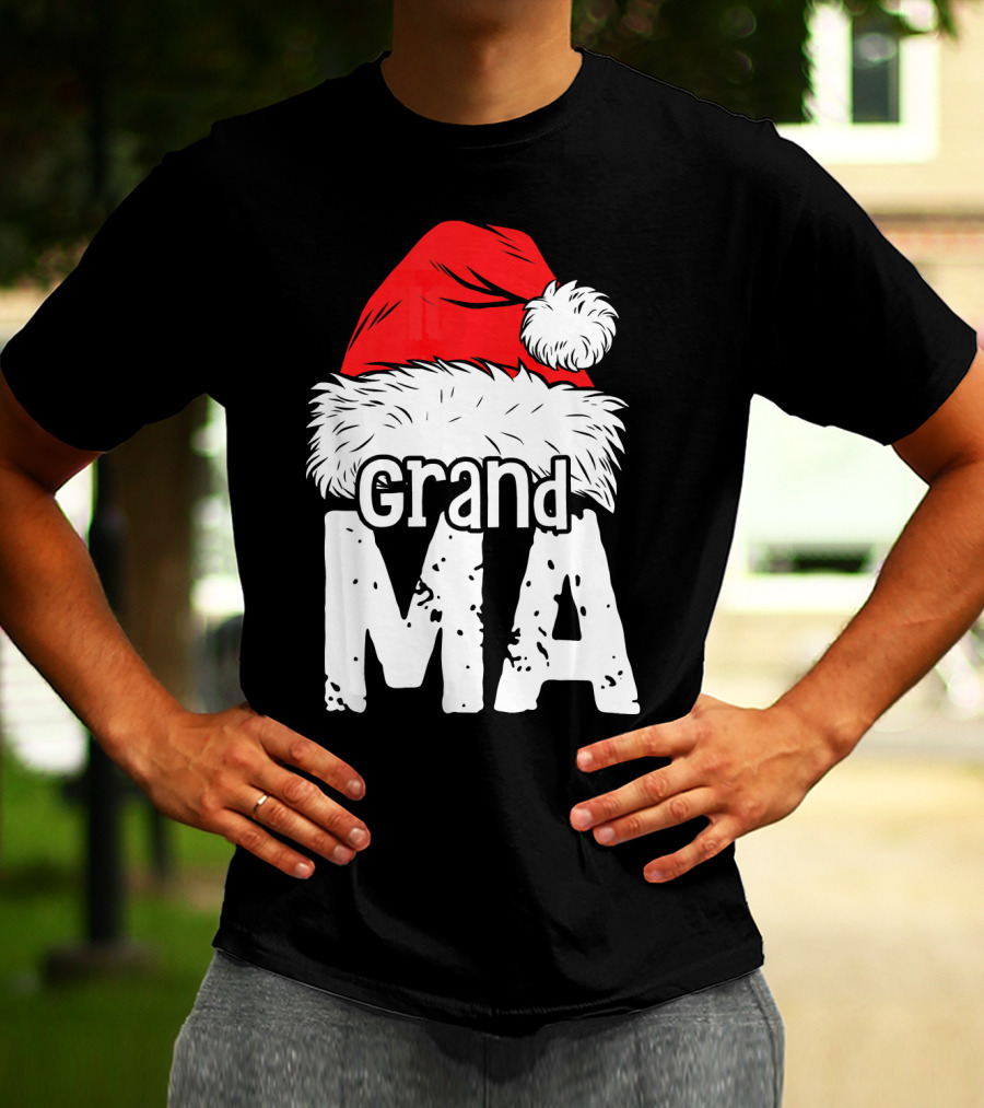 Grandma Santa Christmas Hat Family T-Shirt