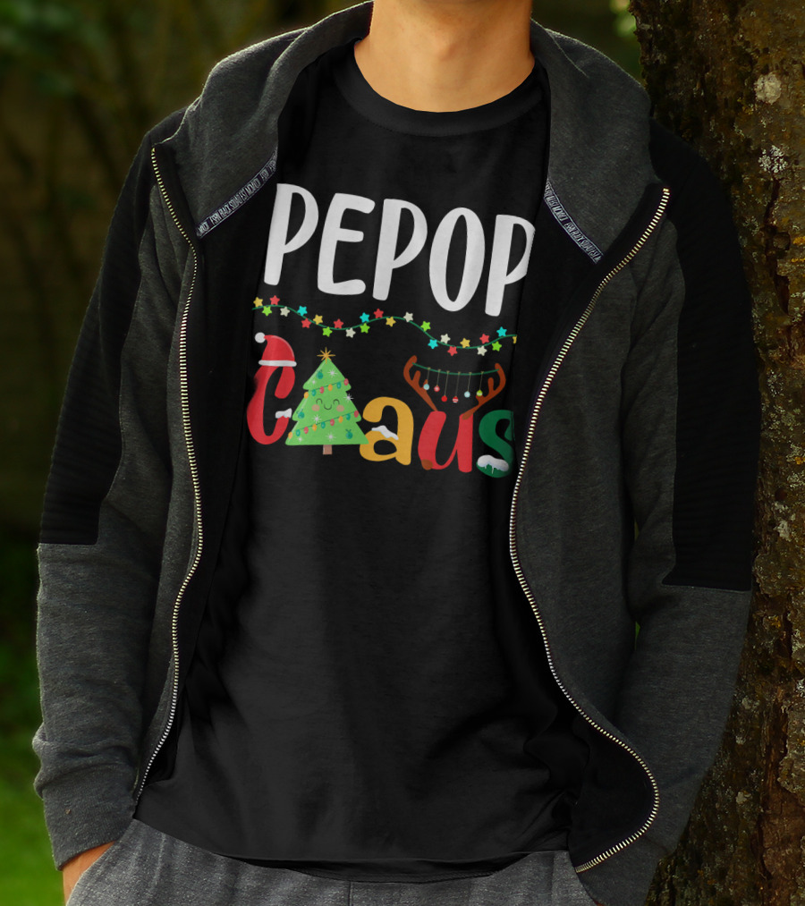 Mens PePop Claus Funny Xmas Santa Grandpa T-Shirt