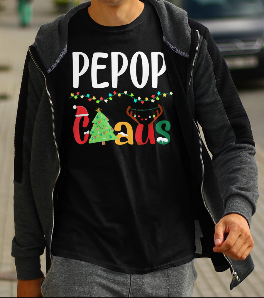 Mens PePop Claus Funny Xmas Santa Grandpa T-Shirt