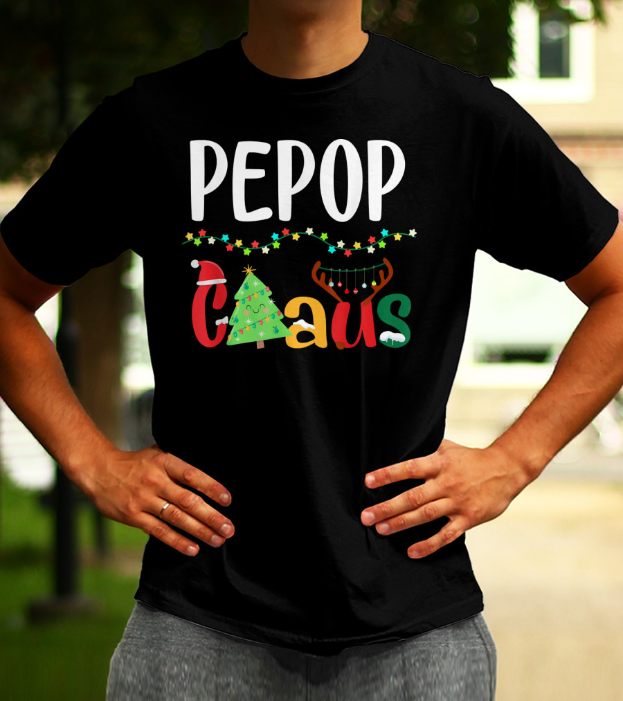 Mens PePop Claus Funny Xmas Santa Grandpa T-Shirt