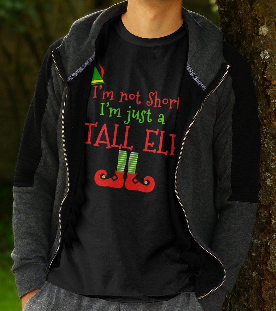 I'm Not Short I'm Just A Tall Elf With Striped Socks And Pointy Shoes T-Shirt