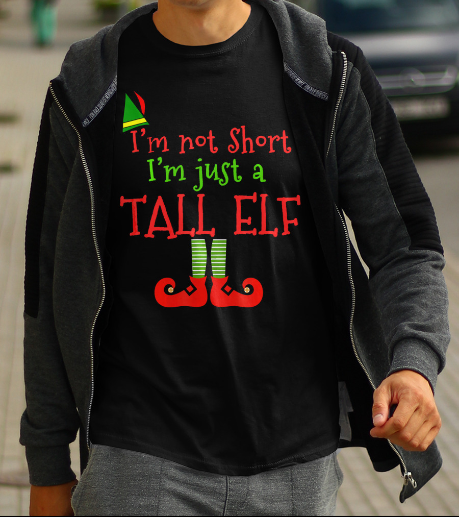I'm Not Short I'm Just A Tall Elf With Striped Socks And Pointy Shoes T-Shirt