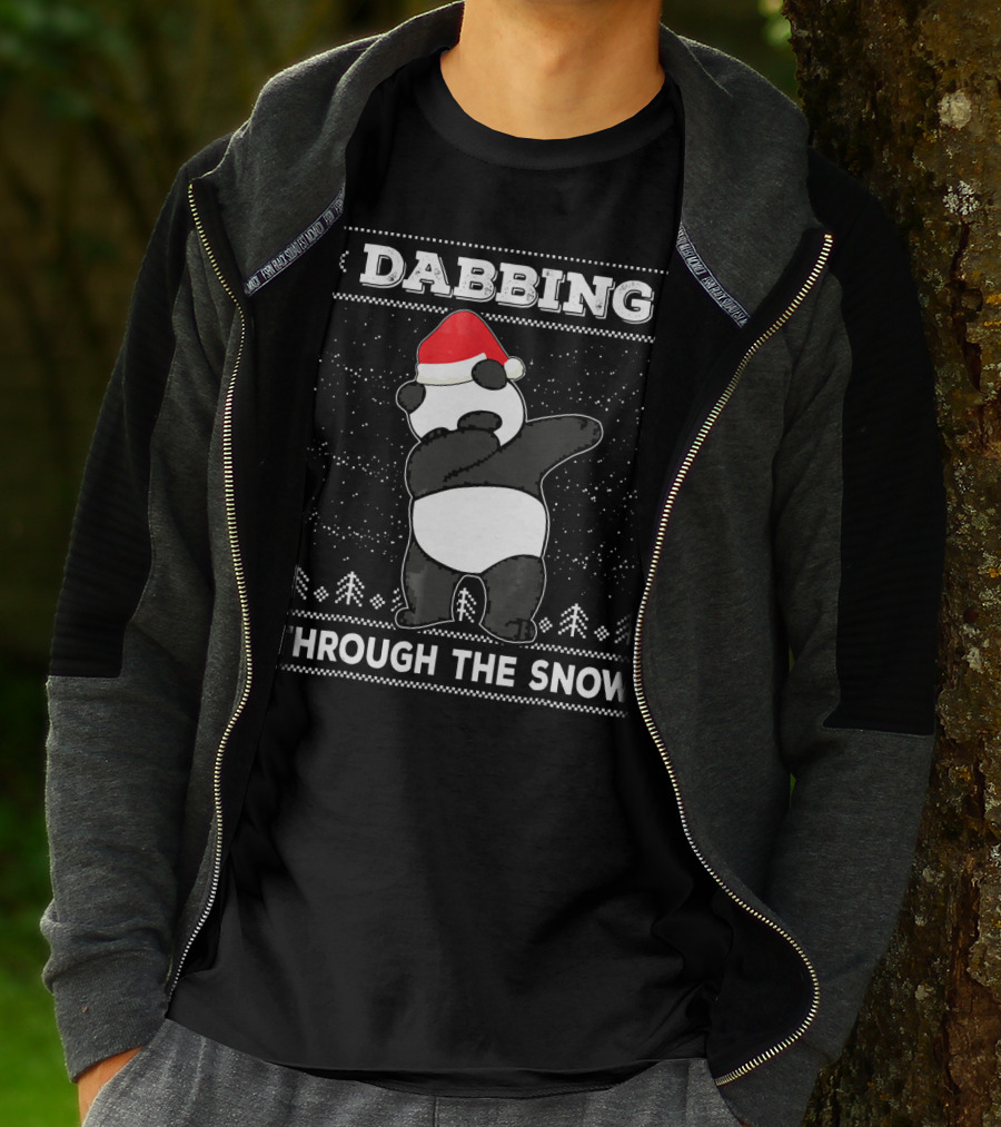 Dabbing Panda Through The Snow Ugly Christmas T-Shirt