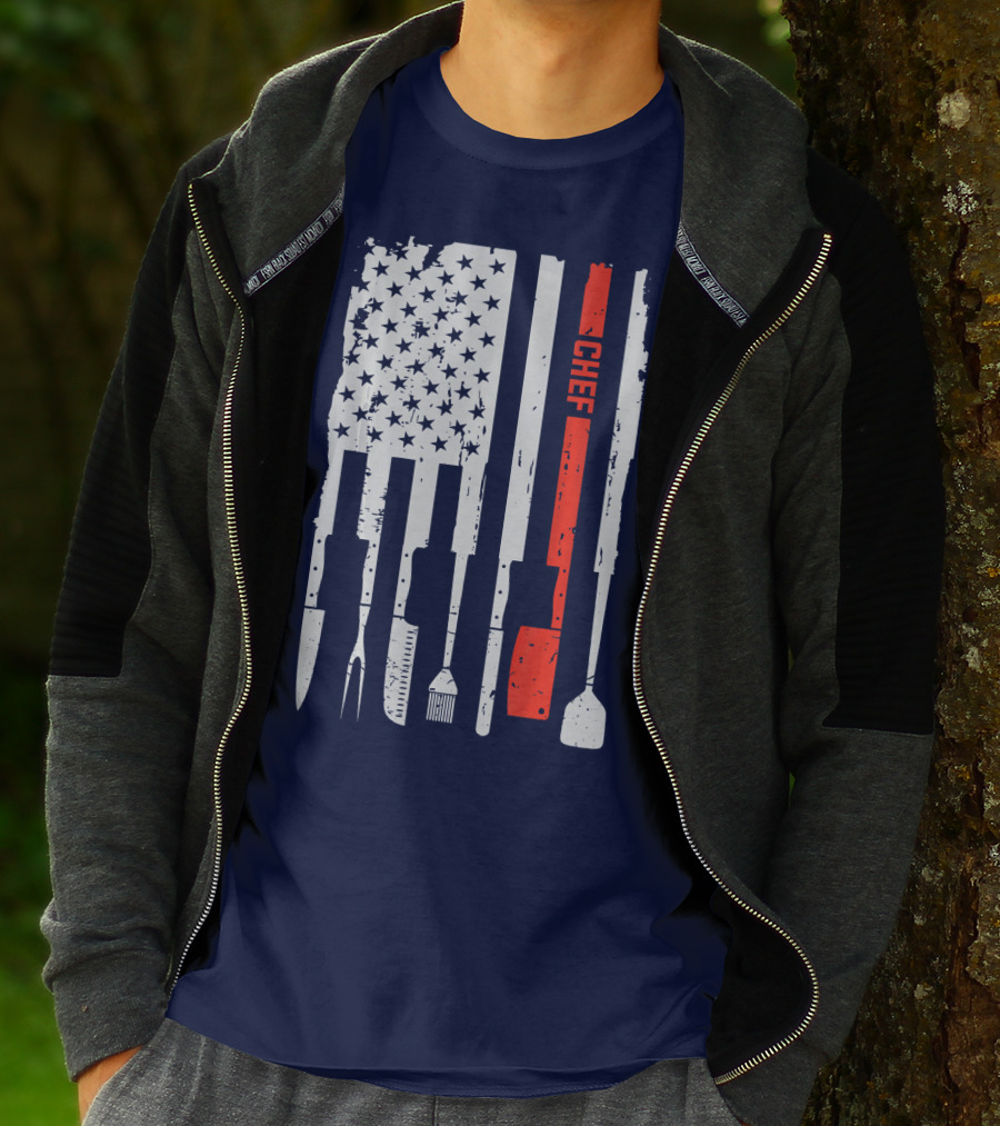 American Flag Baking Tools Chef Humorous Pastry T-Shirt