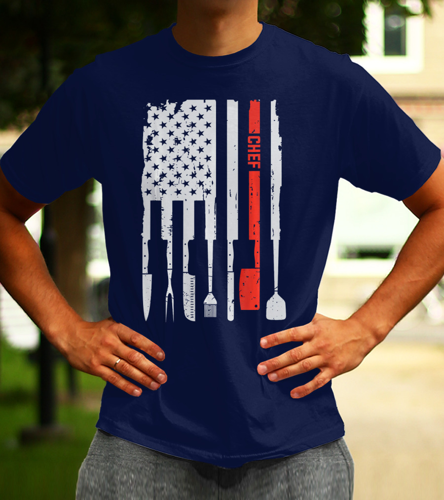 American Flag Baking Tools Chef Humorous Pastry T-Shirt