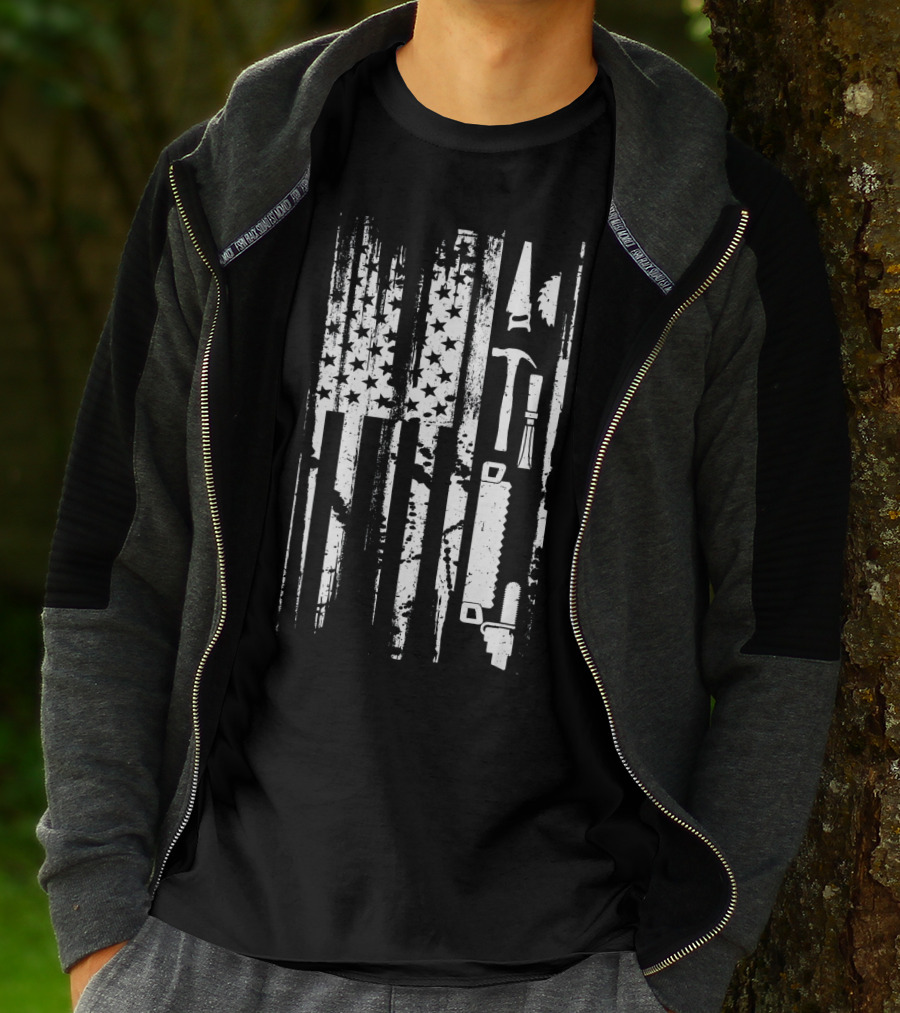 American Flag Woodworking Tools T-Shirt