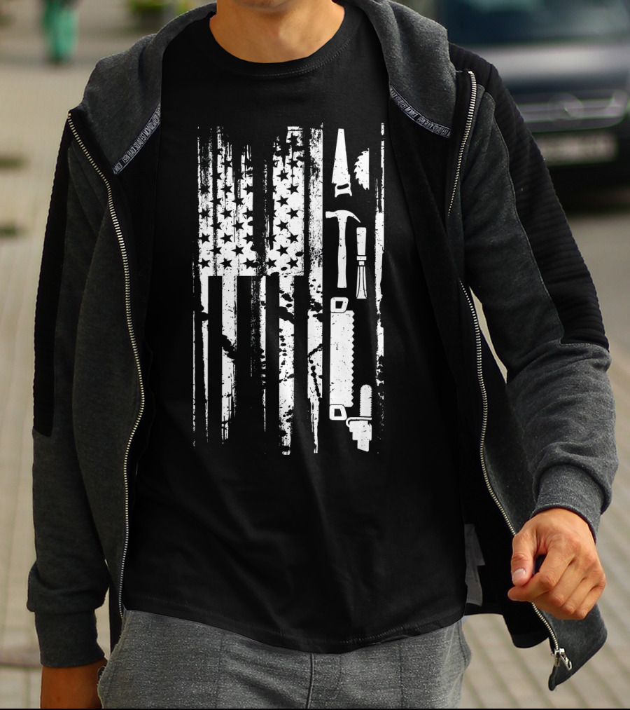 American Flag Woodworking Tools T-Shirt