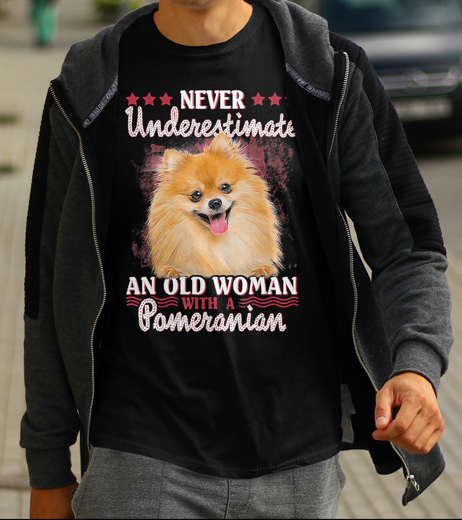 NEVER UNDERESTIMATE AN OLD WOMAN WITH A POMERANIAN T-Shirt