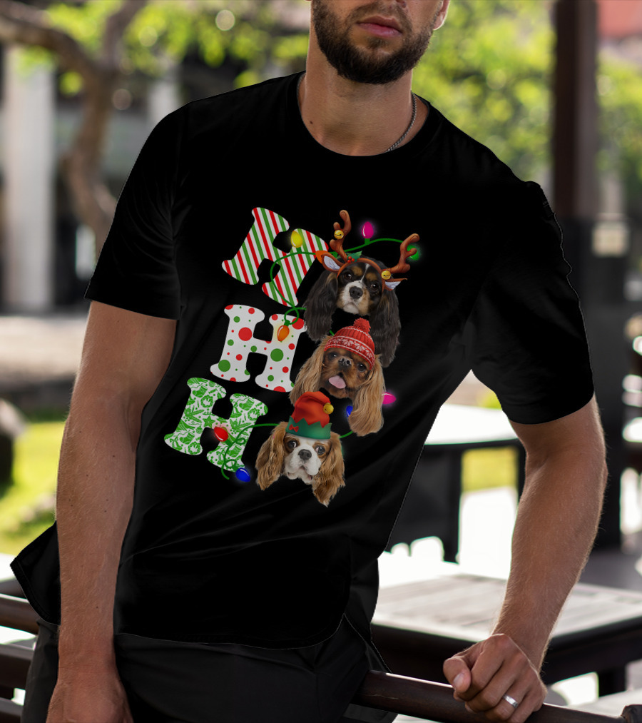 Ho Ho Ho Christmas Cavalier King Charles Spaniel Festive Dogs T-Shirt