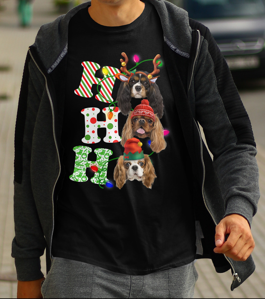Ho Ho Ho Christmas Cavalier King Charles Spaniel Festive Dogs T-Shirt
