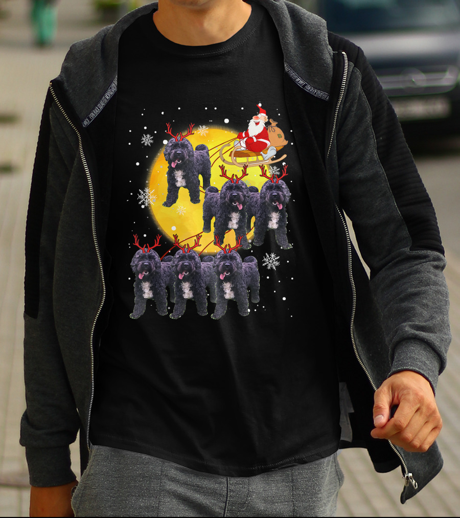 Cockapoo Reindeer Santa Sleigh Christmas Funny Cocka T-Shirt