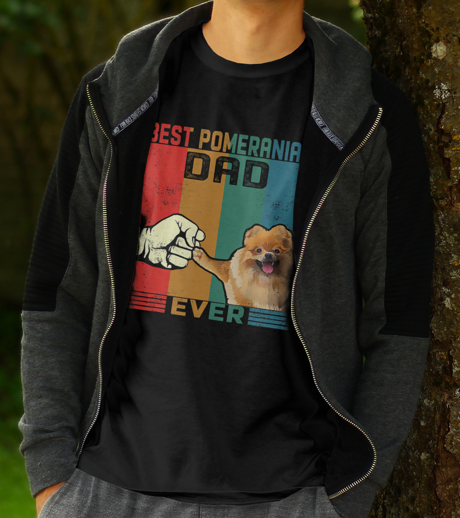 Best Pomeranian Dad Ever Vintage Fist Bump T-Shirt