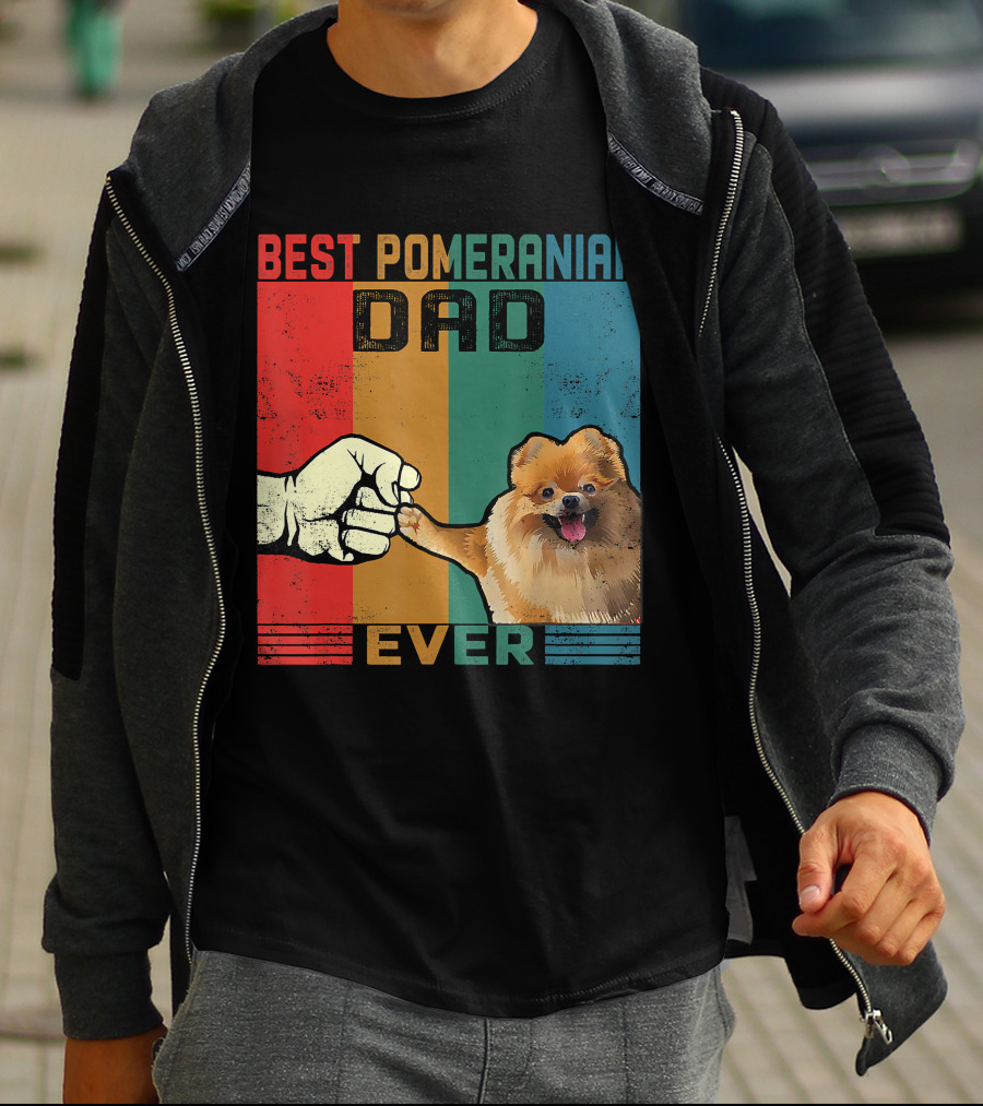 Best Pomeranian Dad Ever Vintage Fist Bump T-Shirt