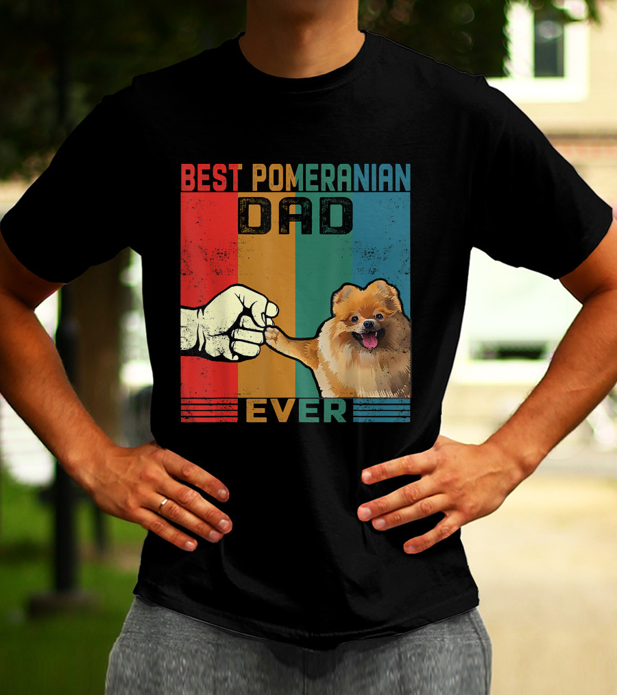 Best Pomeranian Dad Ever Vintage Fist Bump T-Shirt