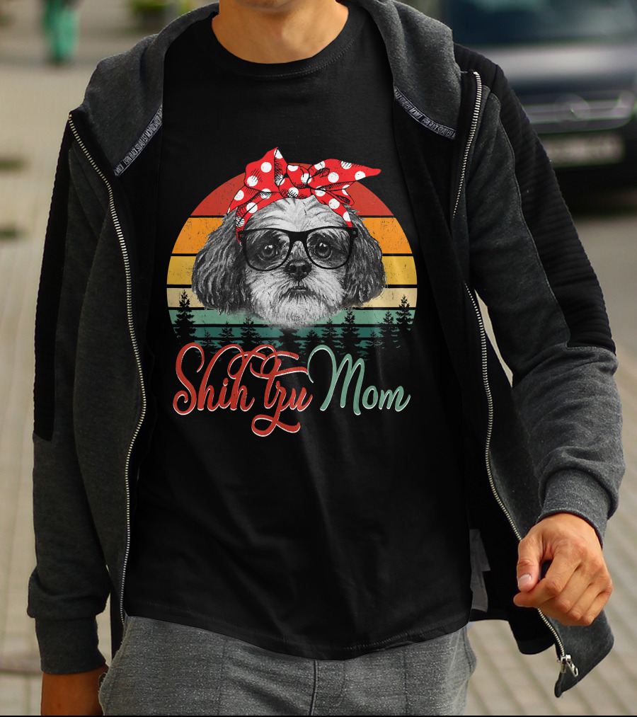 Shih Tzu Mom Retro Dog Lovers Mother T-Shirt