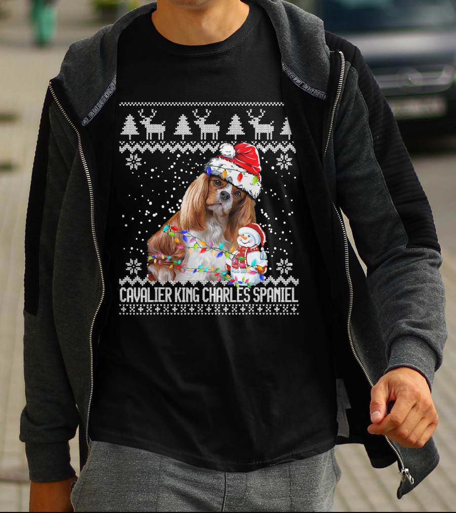 Cavalier King Charles Spaniel Christmas Santa Snowman Reindeer T-Shirt