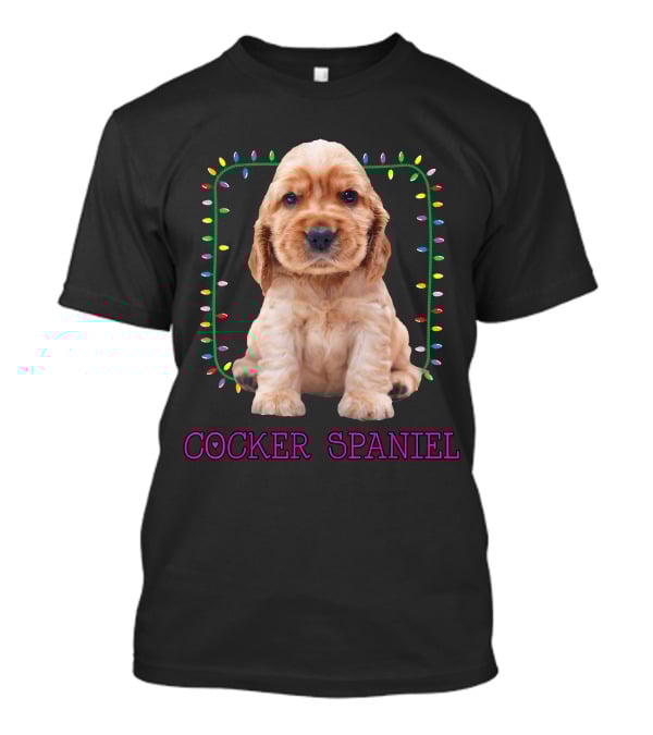 Cocker Spaniel Cute Pup With Christmas Lights T-Shirt