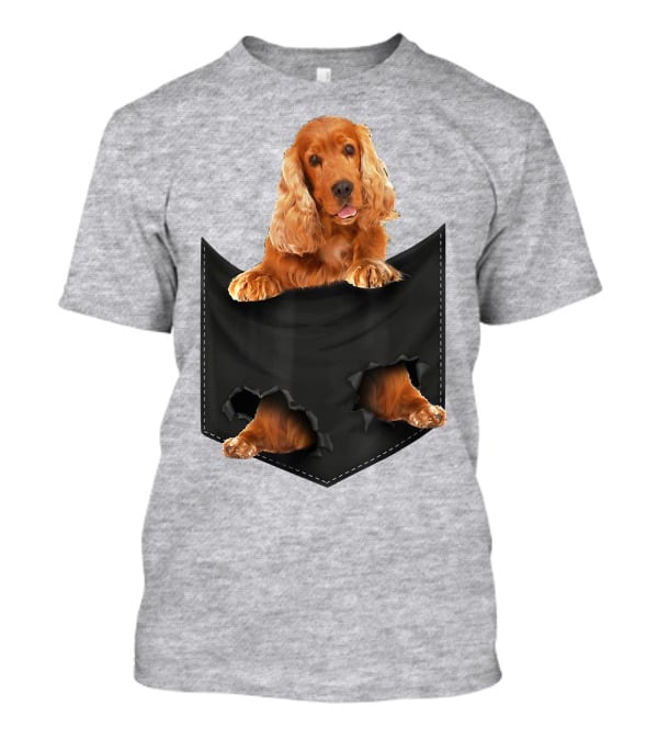 Pocket Sized Charm Red English Cocker Spaniel Peeking Out T-Shirt