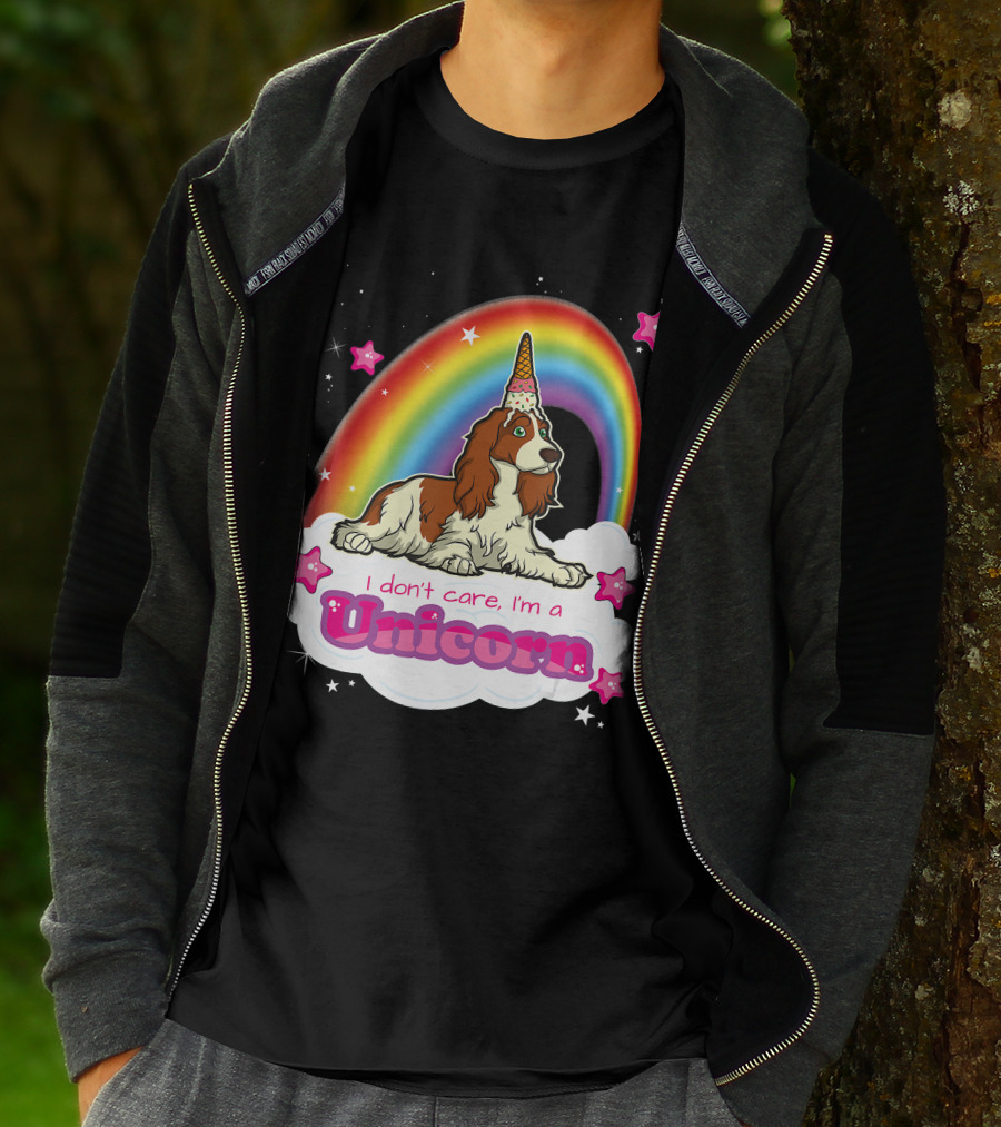 I Don't Care I'm A Unicorn English Cocker Spaniel Rainbow T-Shirt