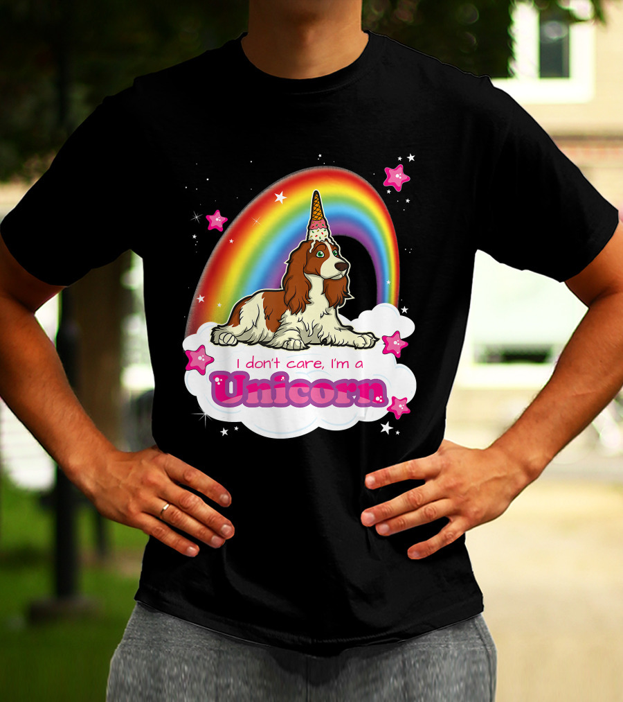 I Don't Care I'm A Unicorn English Cocker Spaniel Rainbow T-Shirt