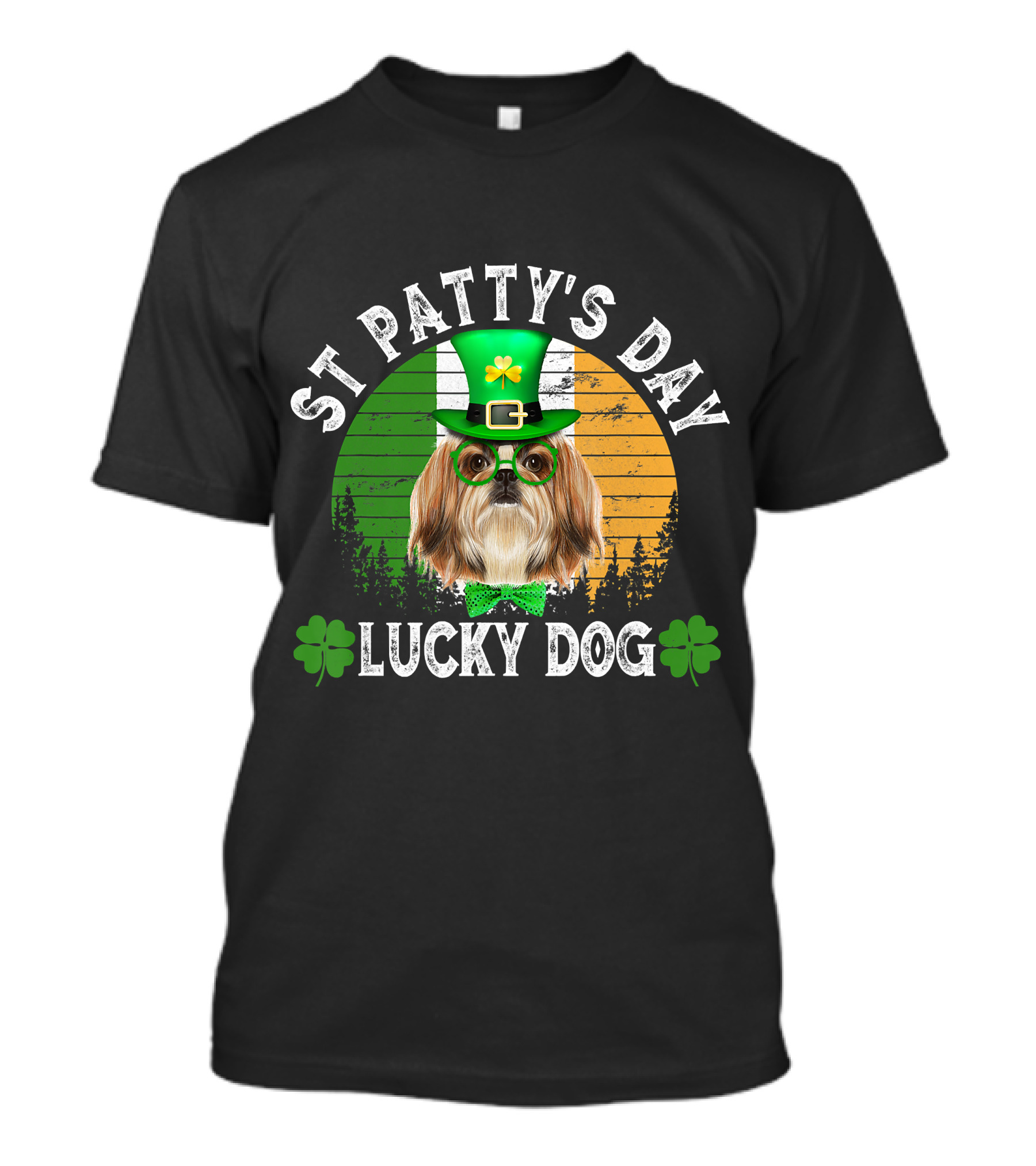 St Patty's Day Lucky Dog Shih Tzu Shamrock T-Shirt