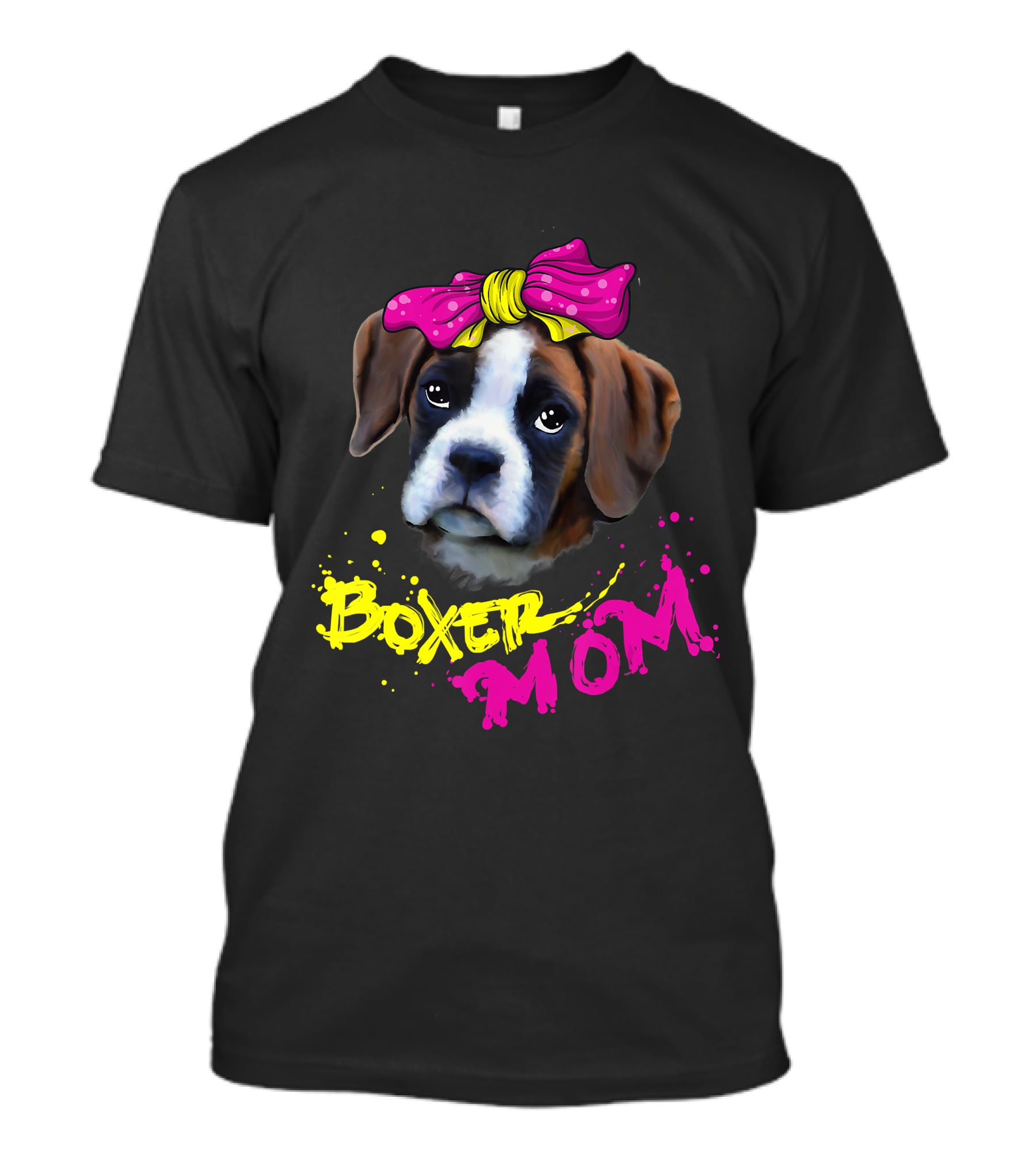 Boxer Mom Dog With Pink Bow T-Shirt