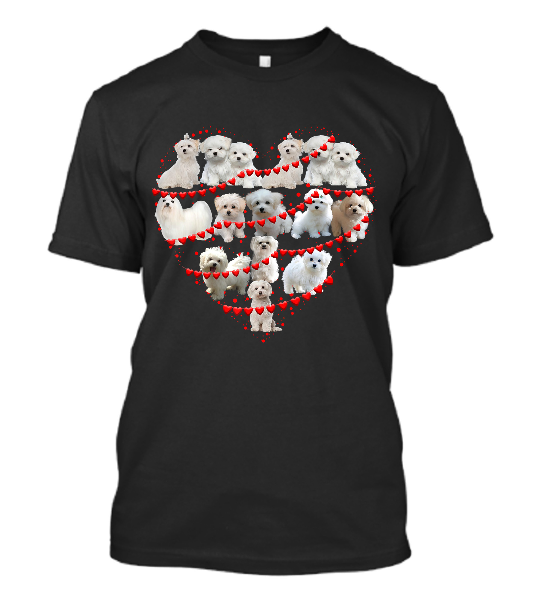 Maltese Heart Valentine Ornaments Puppies T-Shirt