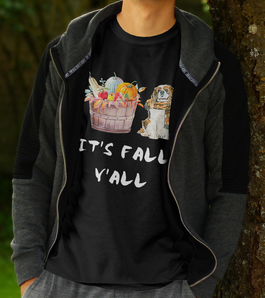 It's Fall Y'all Cavalier King Charles Autumn Harvest Basket T-Shirt