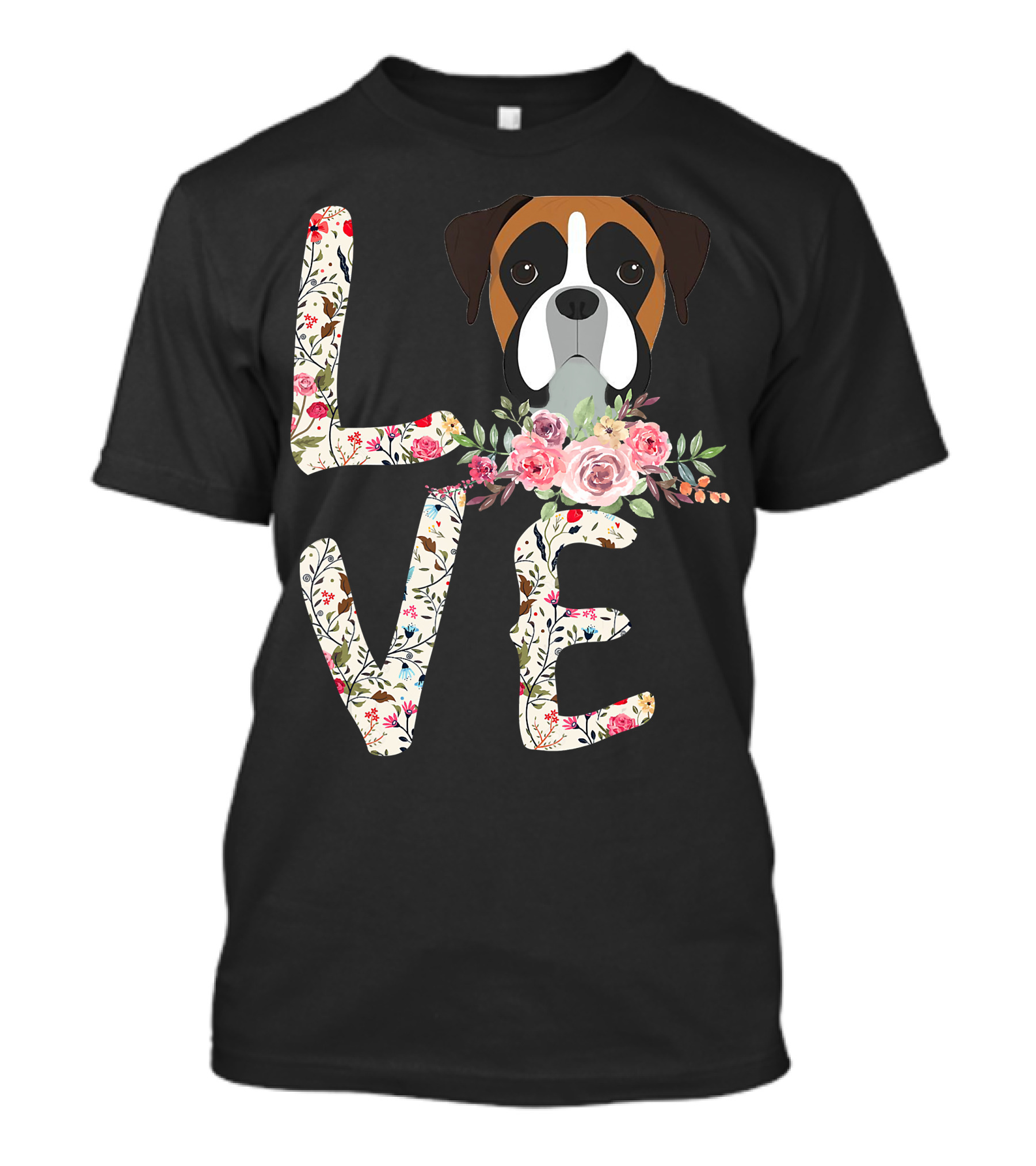 Love Boxer Dog Floral T-Shirt