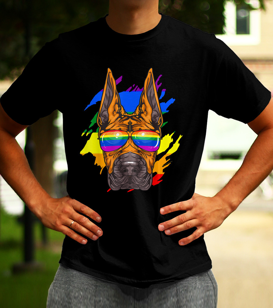 Rainbow Sunglasses Great Dane Pride T-Shirt