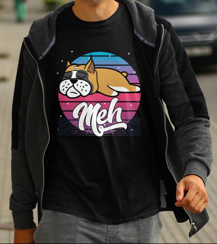 Meh Vaporwave Aesthetic Otaku Meme Retro Dog T-Shirt