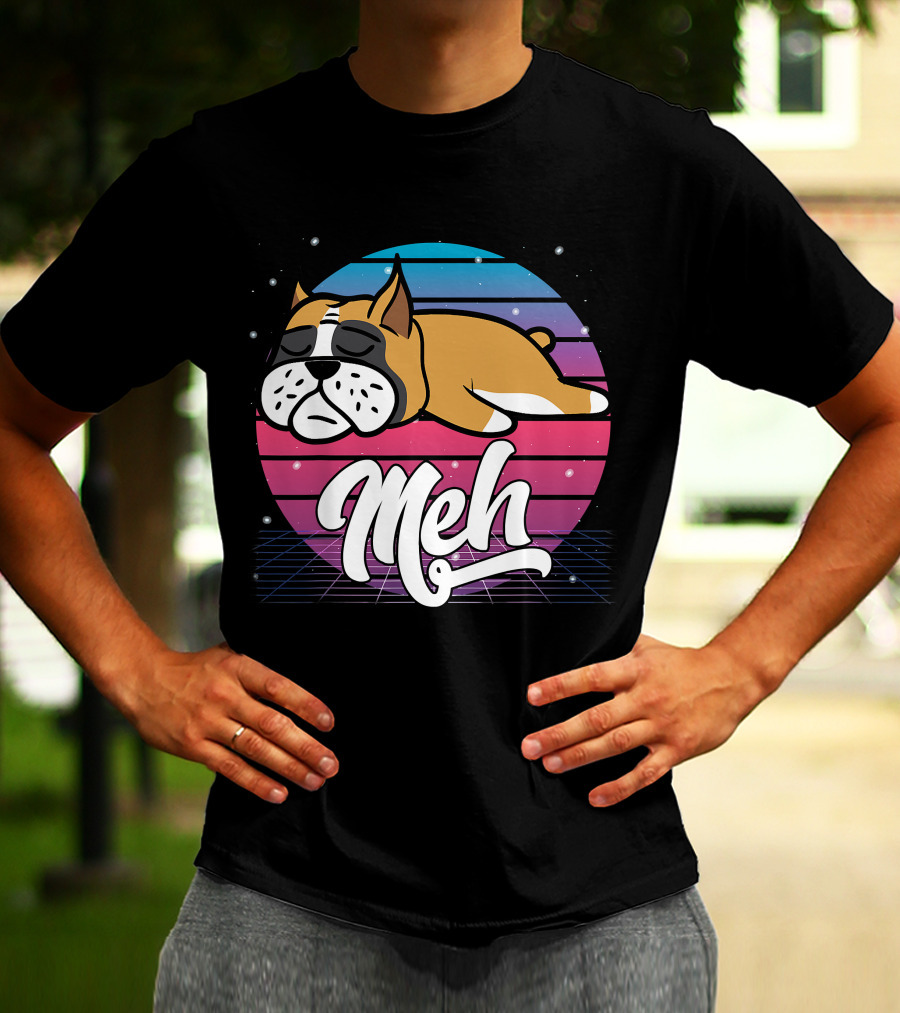 Meh Vaporwave Aesthetic Otaku Meme Retro Dog T-Shirt