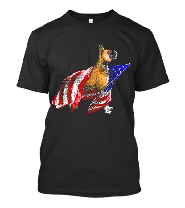 Boxer Dog Wrapped In American Flag Patriotic Symbol Dogs T-Shirt