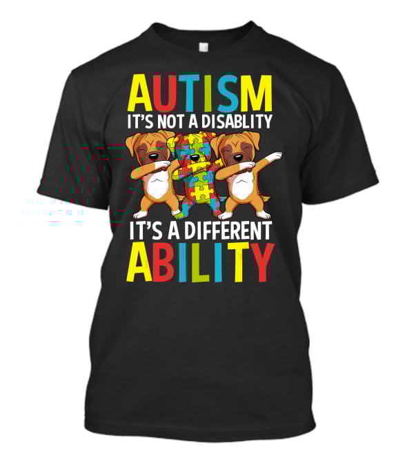 Autism It's Not A Disability It's A Different Ability Dabbing Dogs Puzzle T-Shirt