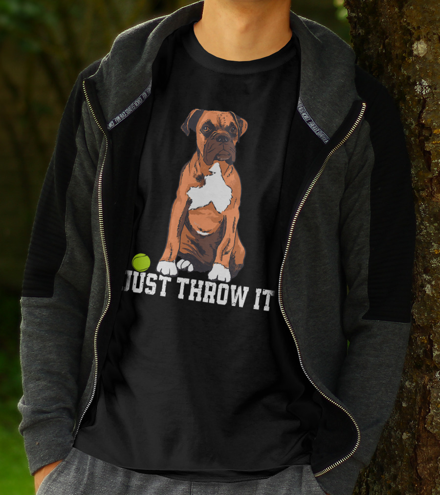 Boxer Love Just Throw It Play Fetch Dog Tennis Ball T-Shirt