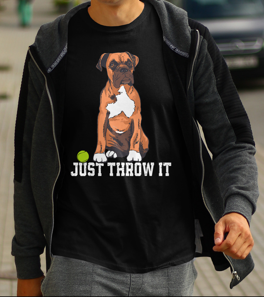 Boxer Love Just Throw It Play Fetch Dog Tennis Ball T-Shirt