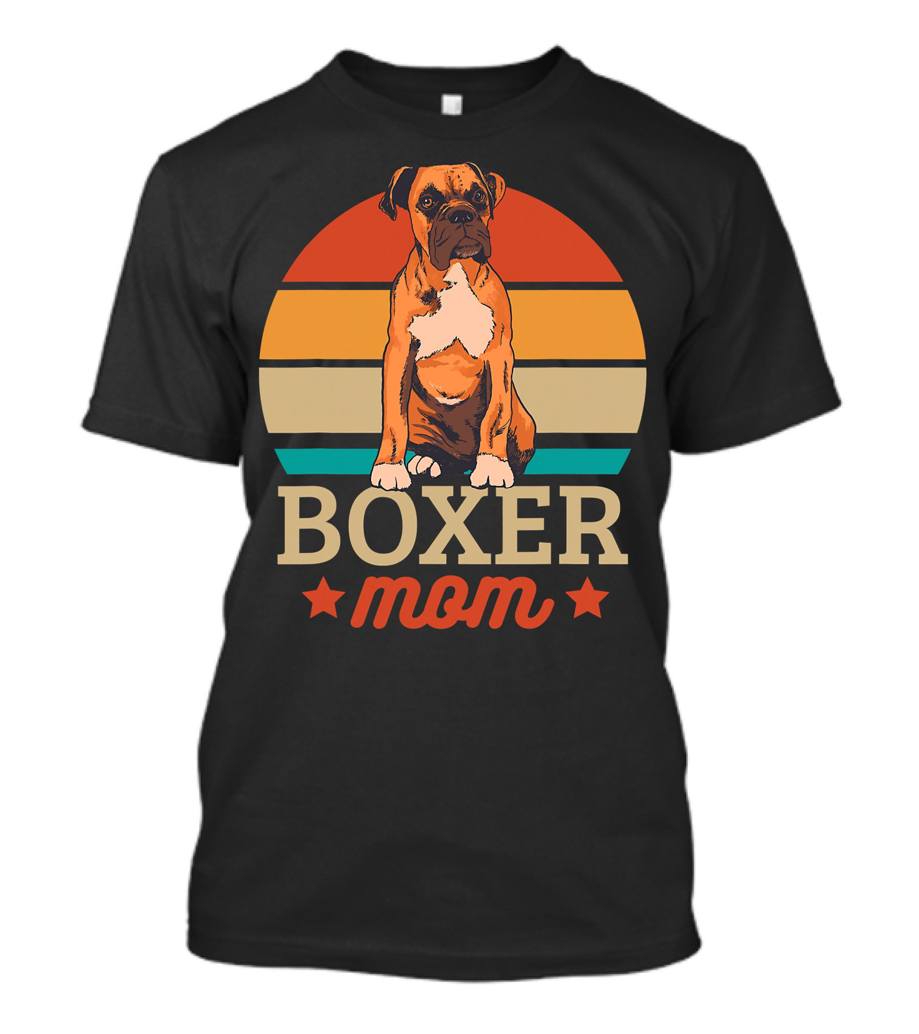 Boxer Mom Retro Sunset Pooch Love T-Shirt