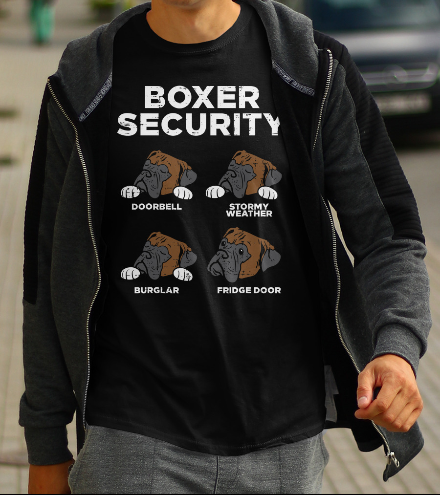 Boxer Security Doorbell Stormy Weather Burglar Fridge Door T-Shirt