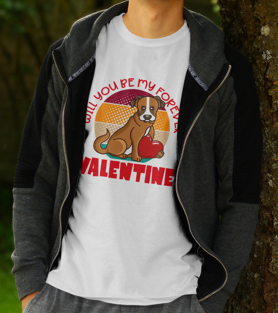 Will You Be My Forever Valentine Boxer Holding Heart T-Shirt