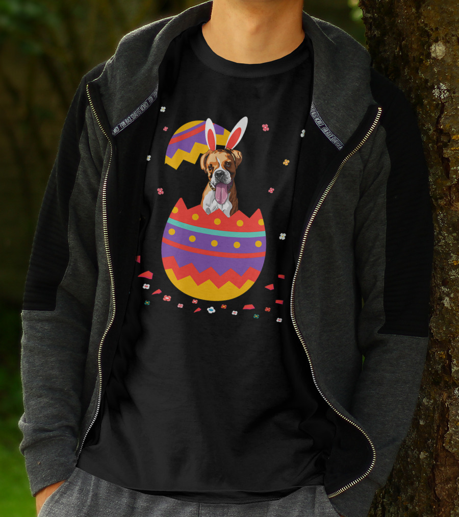 Bunny Ears Dog In Colorful Easter Egg For Cute Easter Day T-Shirt