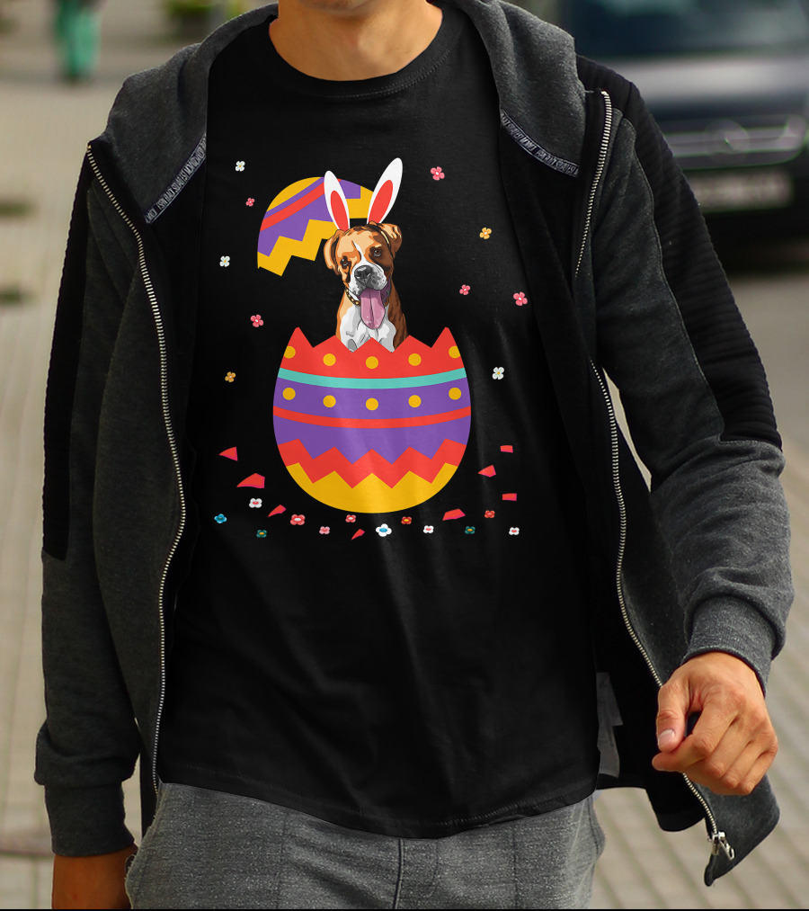 Bunny Ears Dog In Colorful Easter Egg For Cute Easter Day T-Shirt