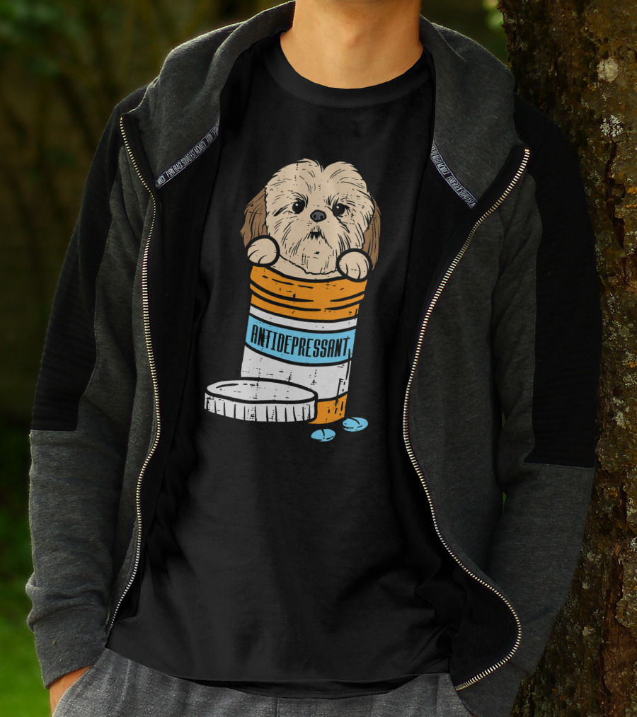 Antidepressant Shih Tzu Cute Animal Pet Dog Pill Bottle T-Shirt