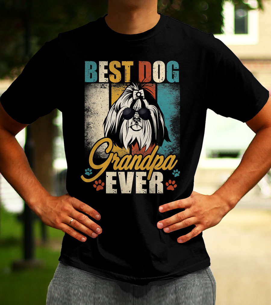 Best Dog Grandpa Ever Shih Tzu Father's Day T-Shirt
