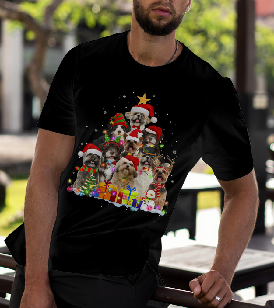 Christmas Pajama Shih Tzu Tree Xmas Dog Dad Gifts T-Shirt