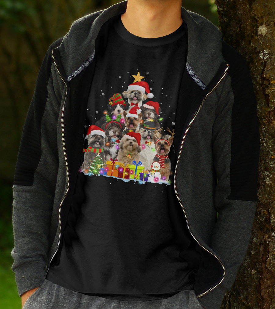 Christmas Pajama Shih Tzu Tree Xmas Dog Dad Gifts T-Shirt