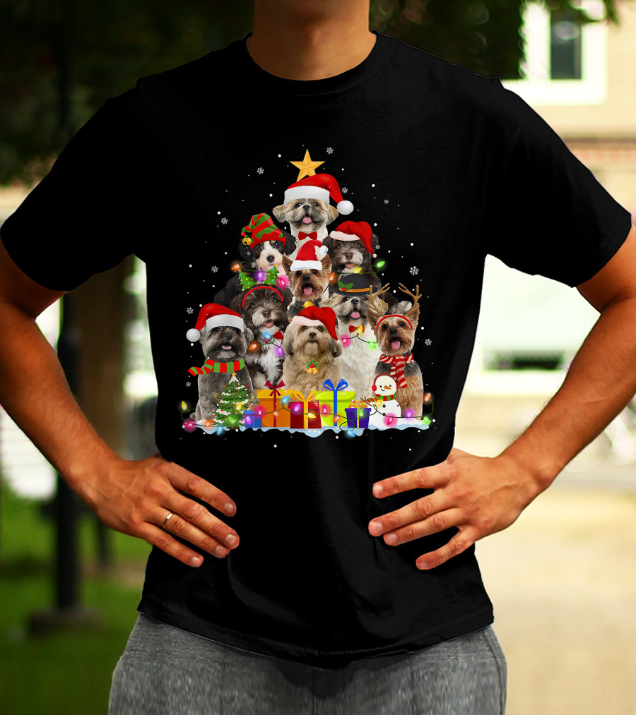 Christmas Pajama Shih Tzu Tree Xmas Dog Dad Gifts T-Shirt